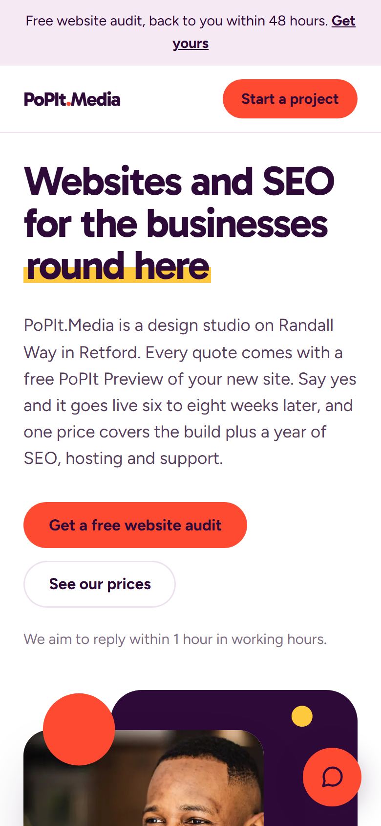The first screen of popit.media on a phone